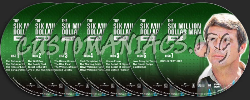 The Six Million Dollar Man - Season 3 dvd label - DVD Covers