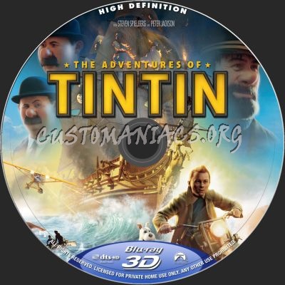 The Adventures Of TinTin 3D blu-ray label