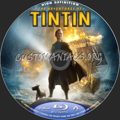 The Adventures Of TinTin 2D+3D blu-ray label