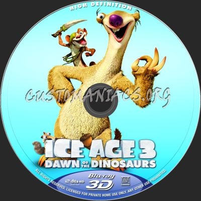 Ice Age 3 : Dawn Of The Dinosaurs (2D + 3D) blu-ray label