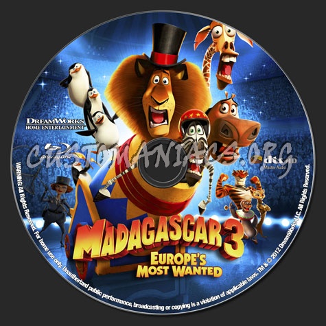 Madagascar 3 blu-ray label