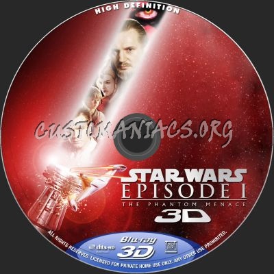 Star Wars - The Phantom Menace 2D+3D blu-ray label