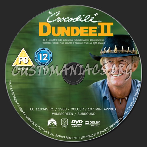 Crocodile Dundee 2 dvd label