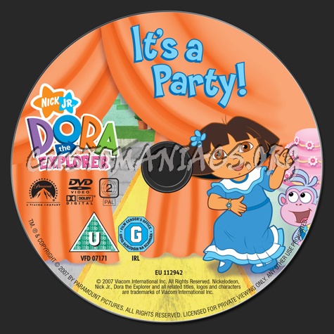 Dora the Explorer It's A Party! dvd label