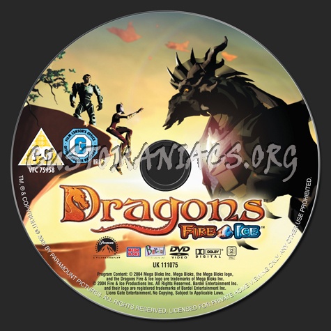 Dragons Fire & Ice dvd label