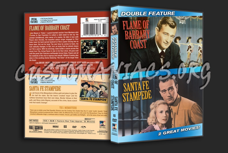 Flame of Barbary Coast / Santa Fe Stampede dvd cover