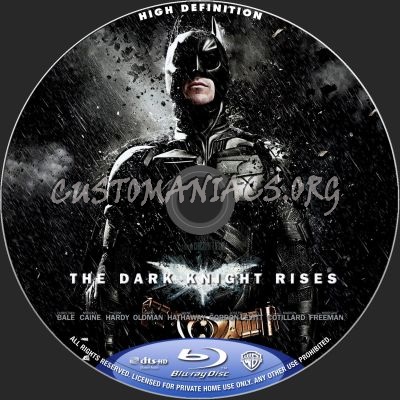 The Dark Knight Rises blu-ray label