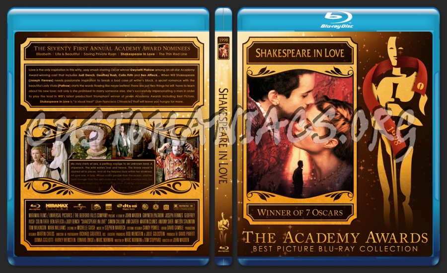 Shakespeare in Love - 1998 - Academy Awards Collection blu-ray cover