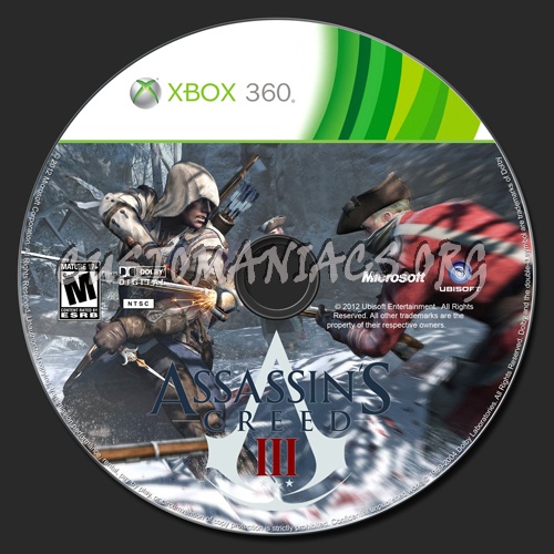 Assassins Creed 3 III dvd label