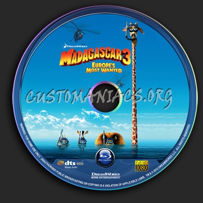 Madagascar 3 - Europe's Most Wanted blu-ray label