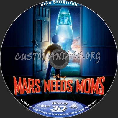 Mars Needs Moms (2D+3D) blu-ray label