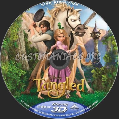 Tangled 3D blu-ray label