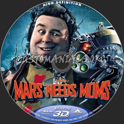 Mars Needs Moms (2D+3D) blu-ray label