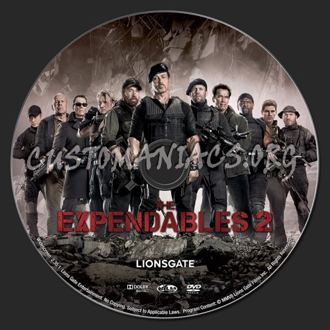 The Expendables 2 dvd label