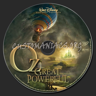 Oz The Great And Powerful dvd label