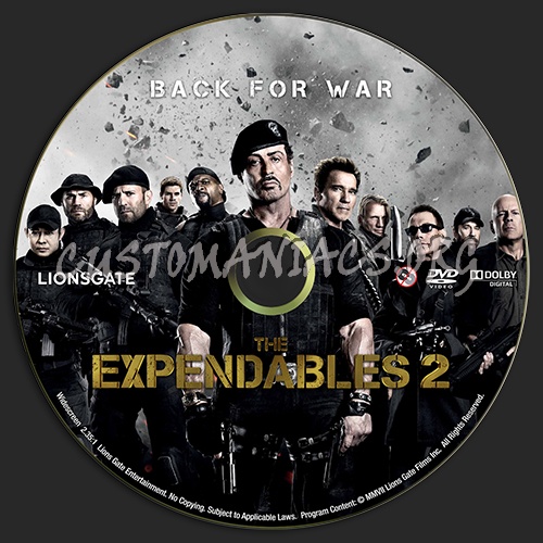 The Expendables 2 dvd label