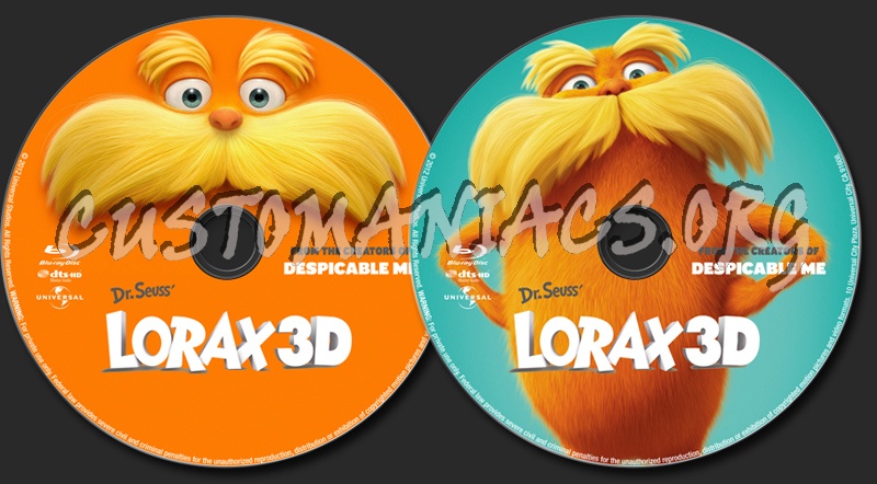 The Lorax 3D blu-ray label