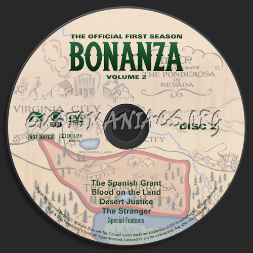 Bonanza Season 1 Volume 2 dvd label