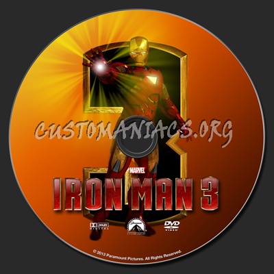 Iron Man 3 dvd label