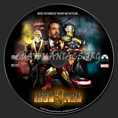 Iron Man 3 dvd label