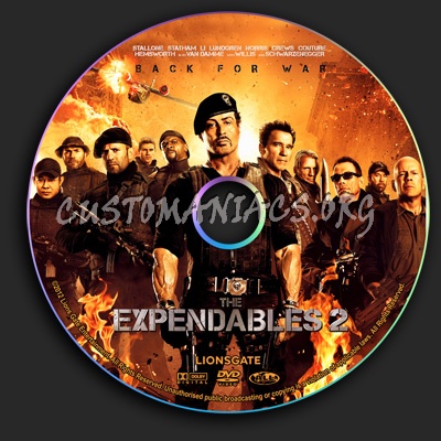 The Expendables 2 dvd label