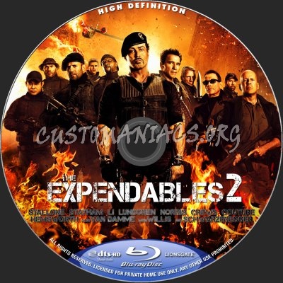 The Expendables 2 blu-ray label