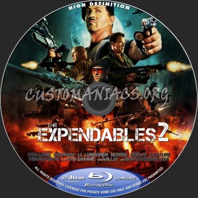 The Expendables 2 blu-ray label