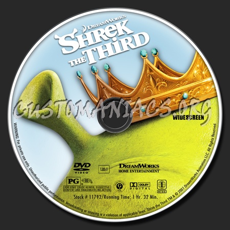 Shrek The Third dvd label