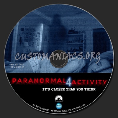 Paranormal Activity 4 (2012) blu-ray label