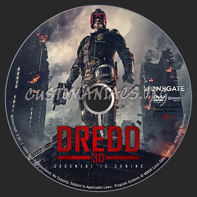 Dredd 3D dvd label