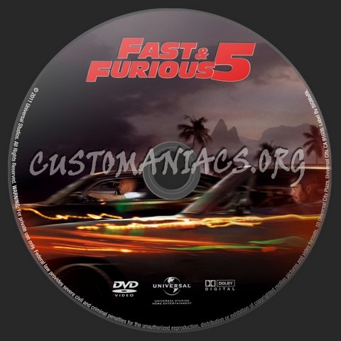 Fast & Furious 5 dvd label