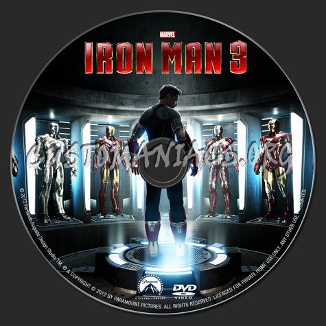 Iron Man 3 dvd label