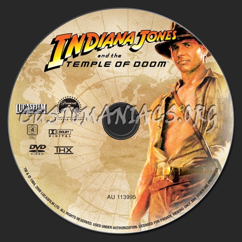 Indiana Jones and the Temple of Doom dvd label