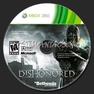 Dishonored NTSC dvd label