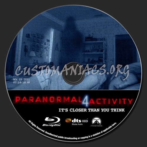 Paranormal Activity 4 blu-ray label