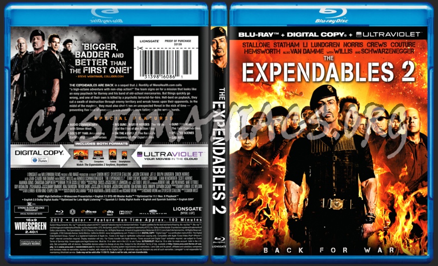 The Expendables 2 blu-ray cover