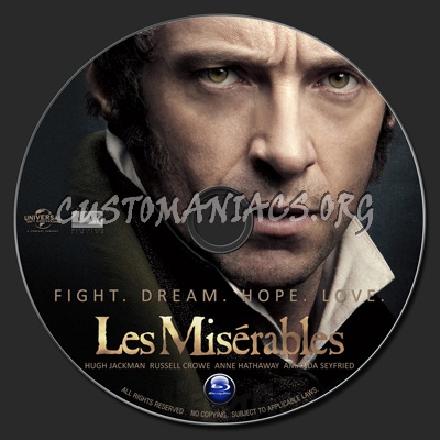 Les Miserables (2012) blu-ray label