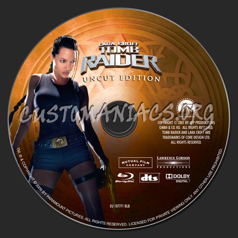 Lara Croft Tomb Raider blu-ray label