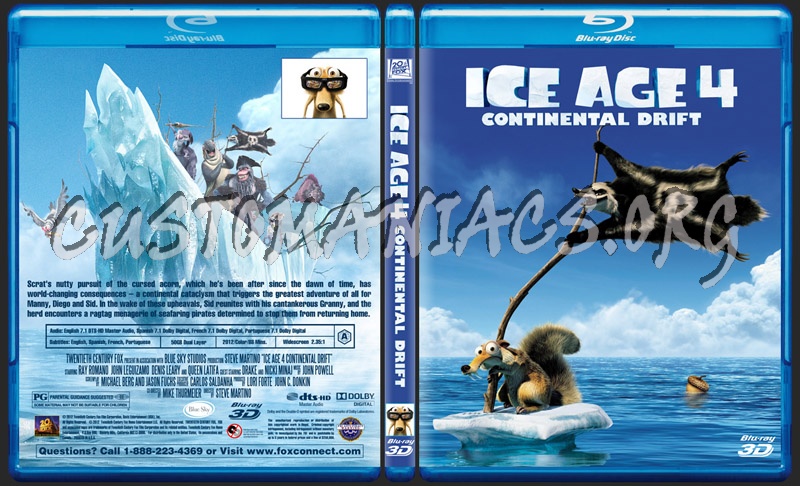 Ice Age 4 Continental Drift 3D blu-ray cover