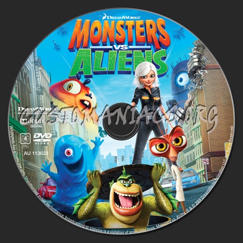 Monsters VS Aliens dvd label