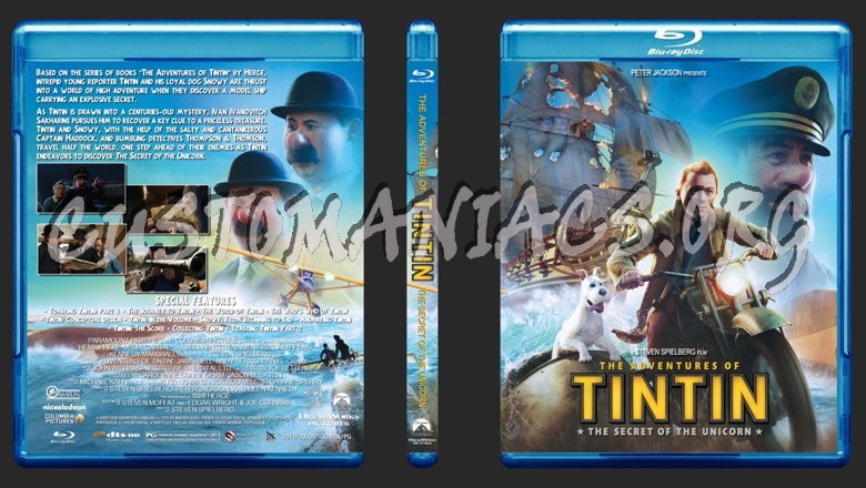 The Adventures of Tintin The Secret of the Unicorn 2D & 3D blu-ray cover