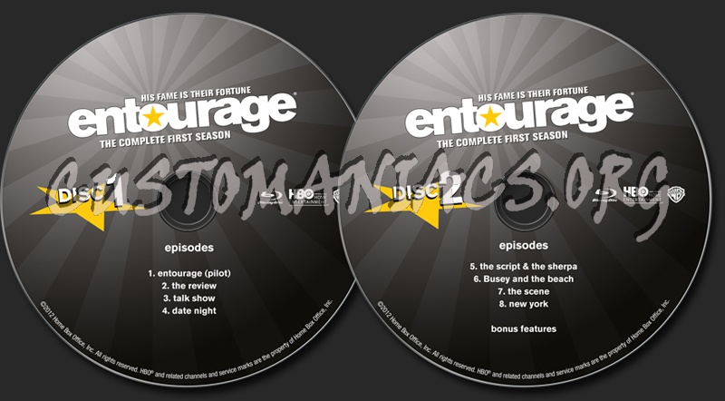 Entourage Season 1 blu-ray label