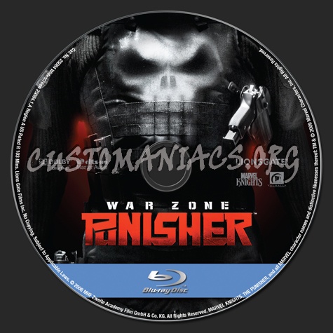 Punisher War Zone blu-ray label