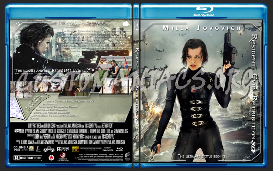 Resident Evil Retribution 3D blu-ray cover