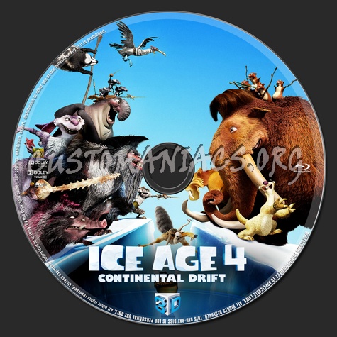 Ice Age: Continental Drift 3D blu-ray label