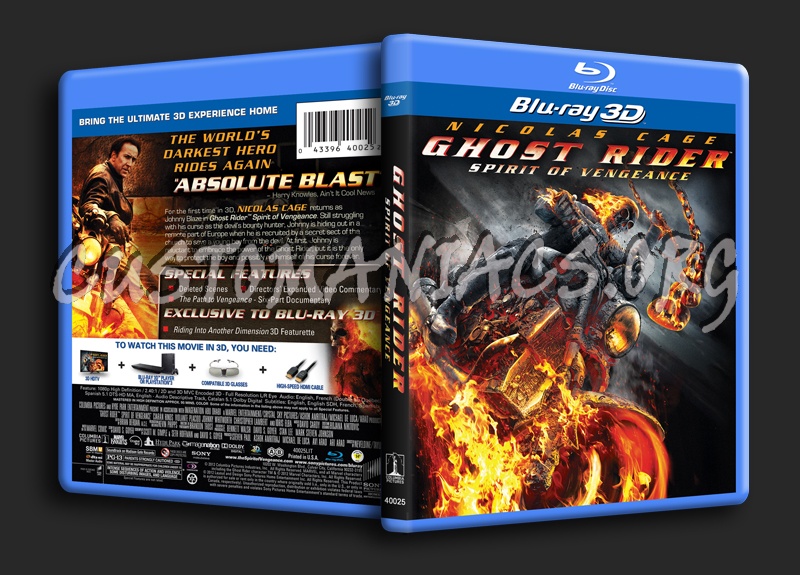 Ghost Rider Spirit of Vengeance 3D blu-ray cover