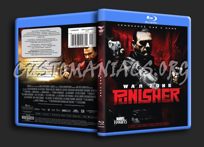 Punisher War Zone blu-ray cover