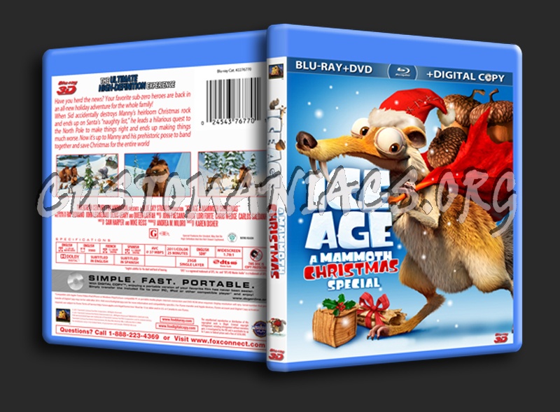 Ice Age A Mammoth Christmas Special (2D and 3D) blu-ray cover