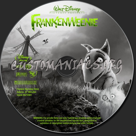 Frankenweenie blu-ray label