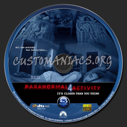 Paranormal Activity 4 blu-ray label